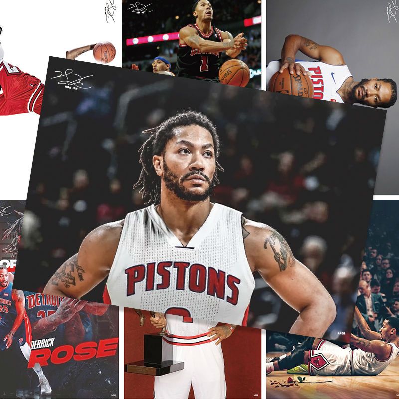 德里克·罗斯海报墙贴 nba全明星篮球公牛队后卫玫瑰海报墙贴动漫