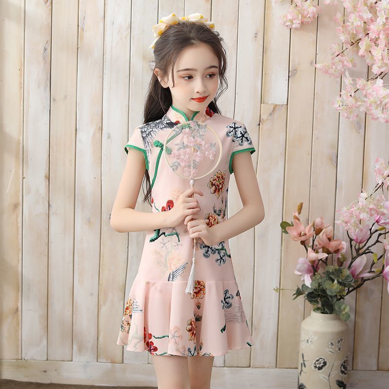 女童旗袍夏季中国风薄款儿童唐装改良中大童洋气女宝宝古装裙子