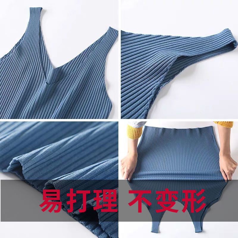 37863-新薄款吊带背心打底女西装内搭修身V领百搭针织冰丝外穿潮流上衣-详情图