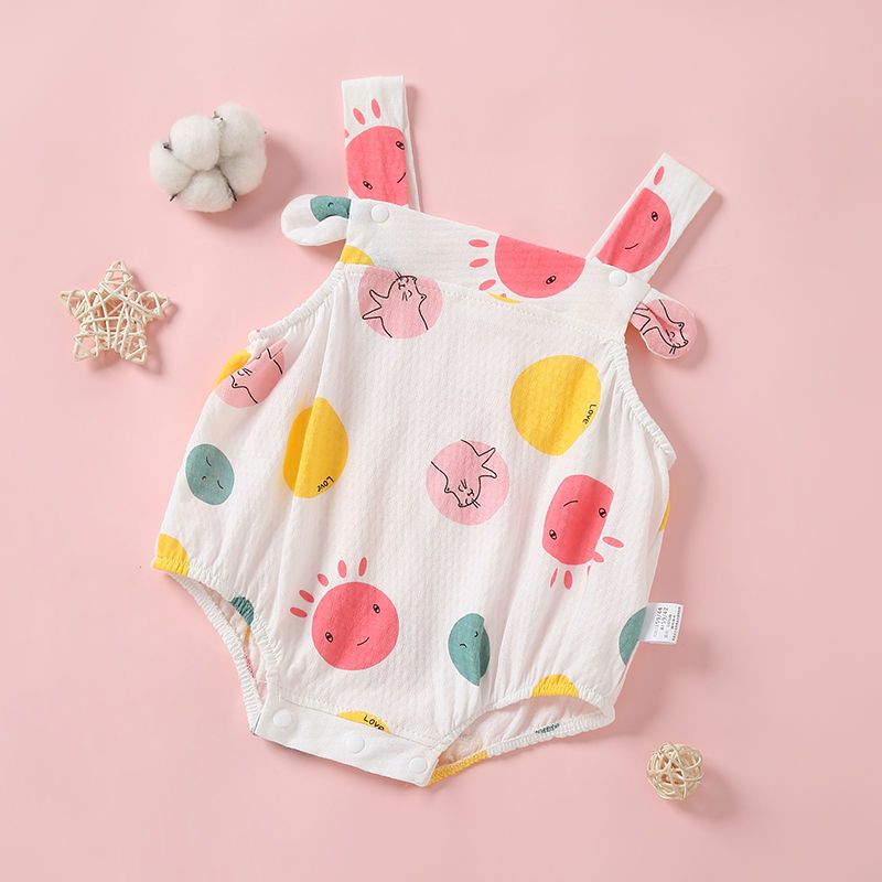 Baby suspender triangle bag fart clothes summer belly pocket bodysuit pure cotton thin baby suspender sleeveless watermelon clothes