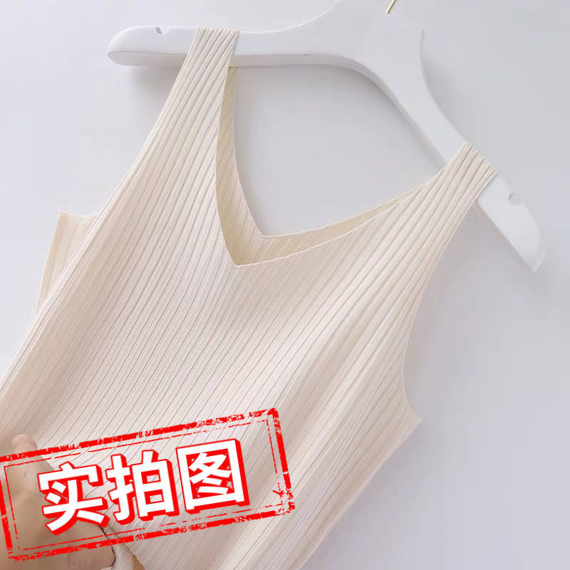 37863-新薄款吊带背心打底女西装内搭修身V领百搭针织冰丝外穿潮流上衣-详情图
