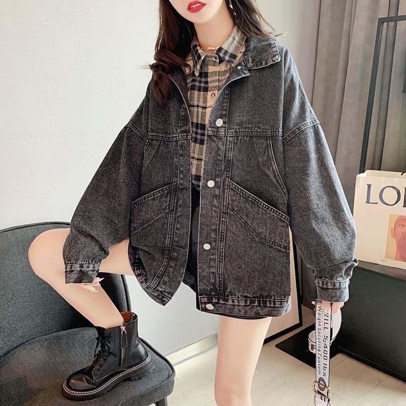 Loose Korean style denim jacket women's lazy style regular style ins tide net red spring and autumn 2022 new bf style top