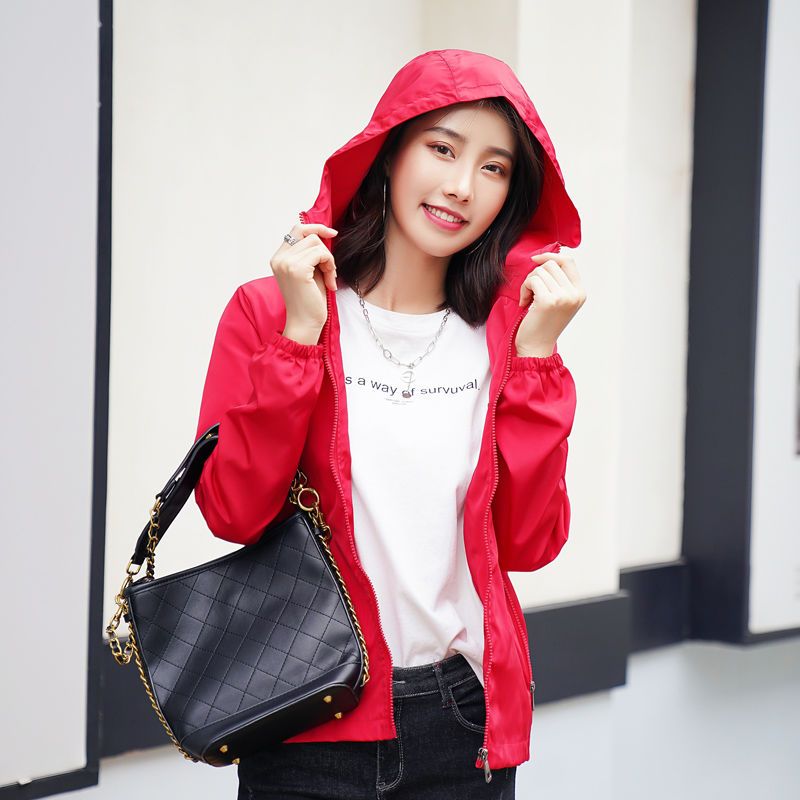 Coat women's trendy ins spring and summer  new Korean version of large size tops thin section all-match windbreaker hooded loose jacket