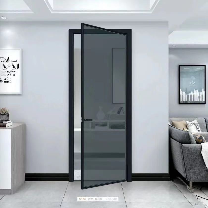钛镁合金门高端极简卫生间门厨房防水门简约钢化玻璃平开门极窄