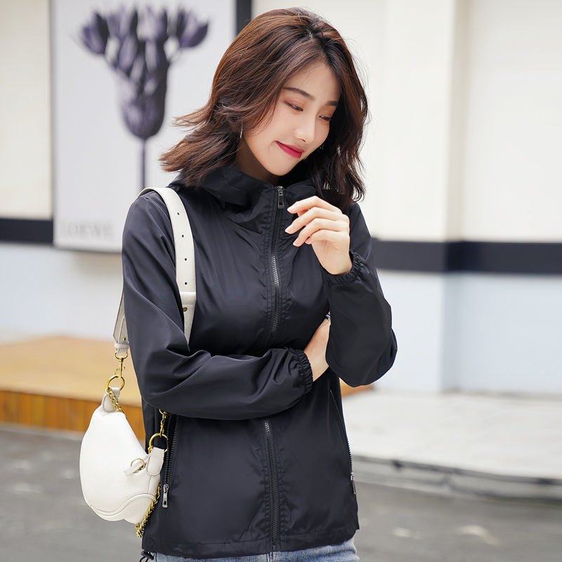 Coat women's trendy ins spring and summer  new Korean version of large size tops thin section all-match windbreaker hooded loose jacket