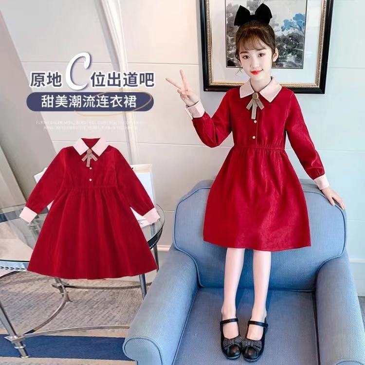 女童春裝連衣裙2022新款洋氣兒童公主裙中大童韓版女孩童裝裙網紅