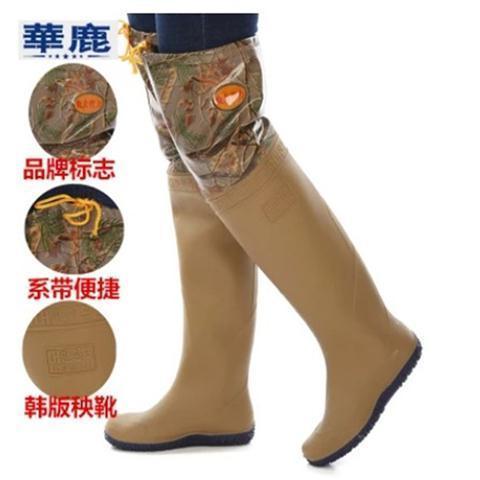 Men's and women's soft bottom paddy field socks super high over the knee Shimoda shoes lace-up buckle long rain boots catch fishing rain boots wading rain boots