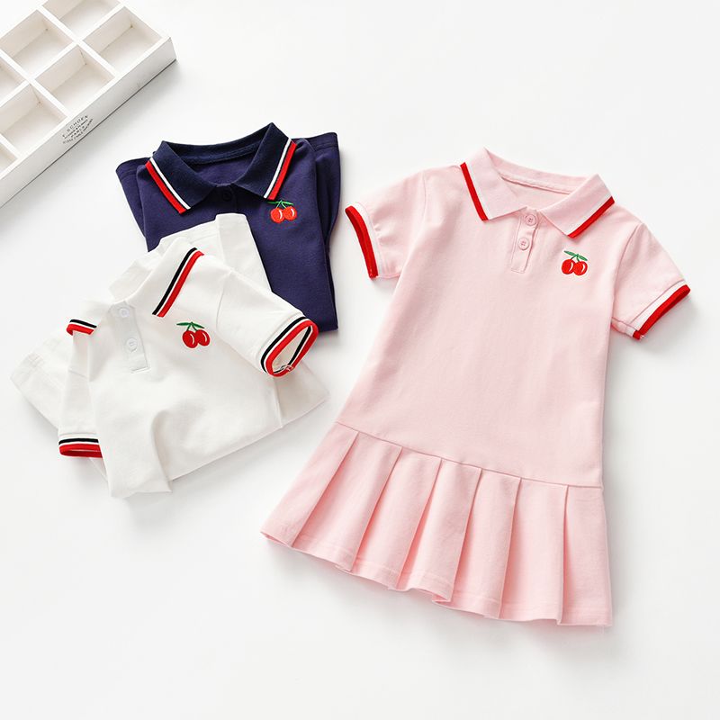 兒童夏天連衣裙2023新品短袖小童時尚洋氣polo裙衫小女孩漂亮裙子