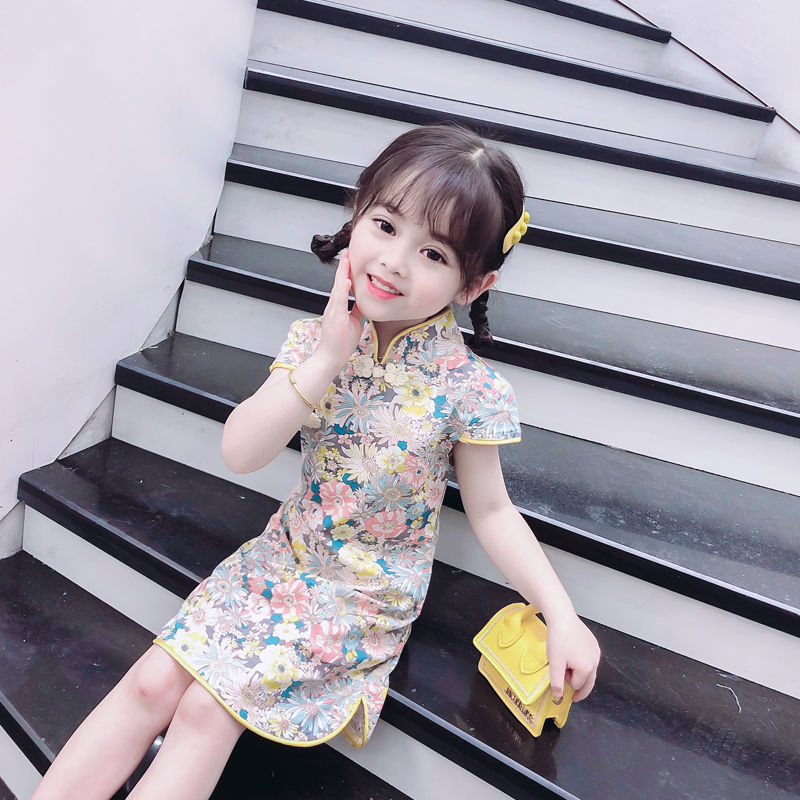 新款童装公主裙子夏季女童旗袍中国风汉服儿童旗袍宝宝连衣裙
