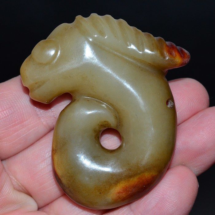 黄玉龍形珮 和田玉 古玉 古玉擺件 中国古玩 中国美術 唐