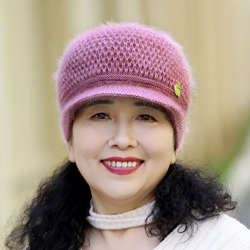 中老年帽子女秋冬加绒保暖针织帽老太太护耳毛线帽加厚妈妈帽女帽
