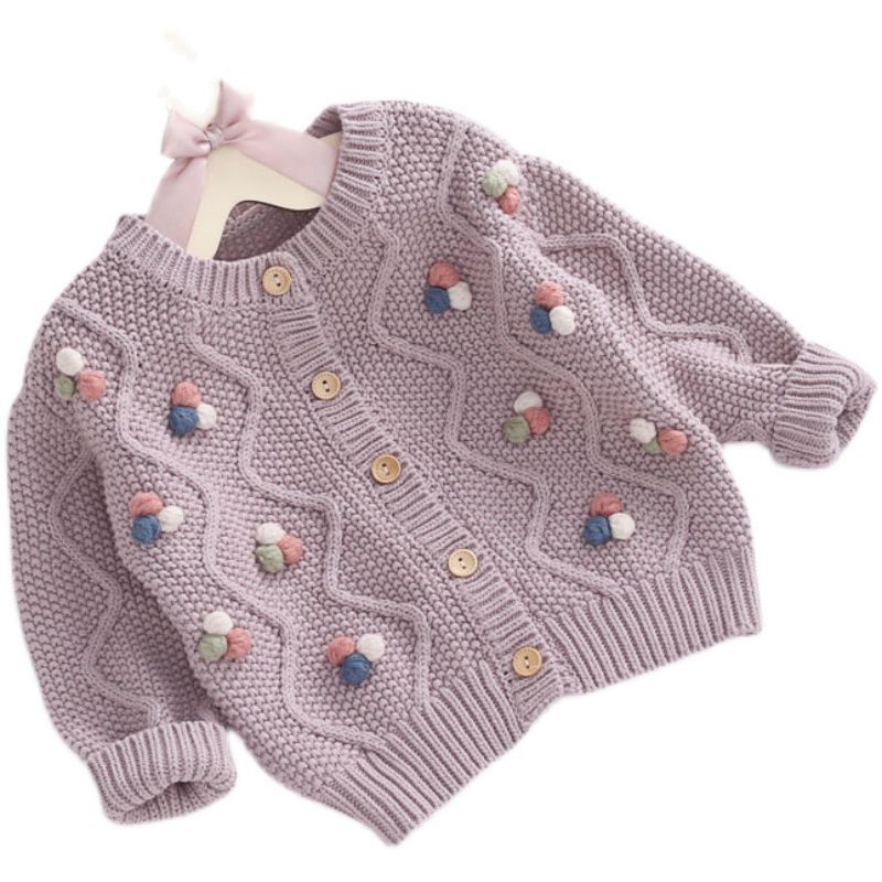 女童春装新款洋气外套纯棉宝宝针织衫儿童毛线衣毛衫婴儿毛衣开衫
