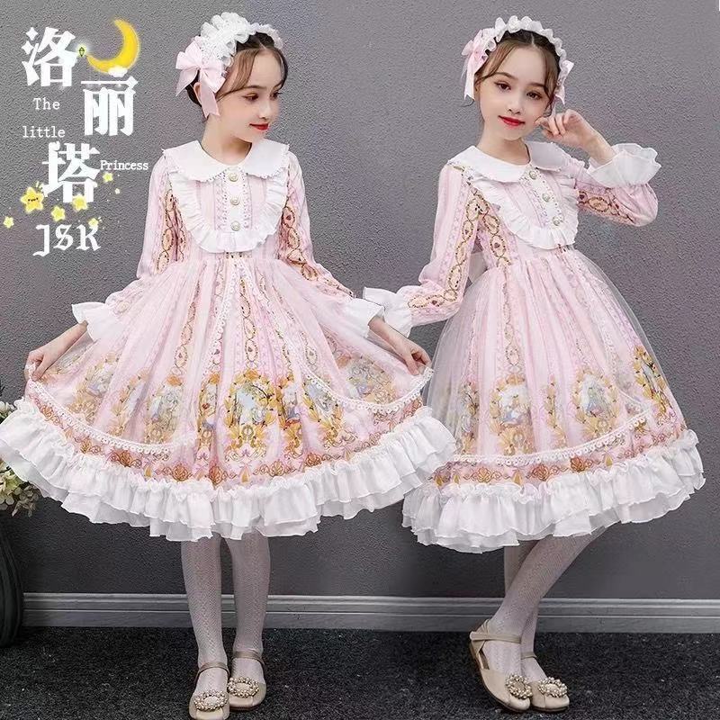 女童連衣裙2022春秋新款兒童洛麗塔lolita裙子新品兒童洋裝公主裙