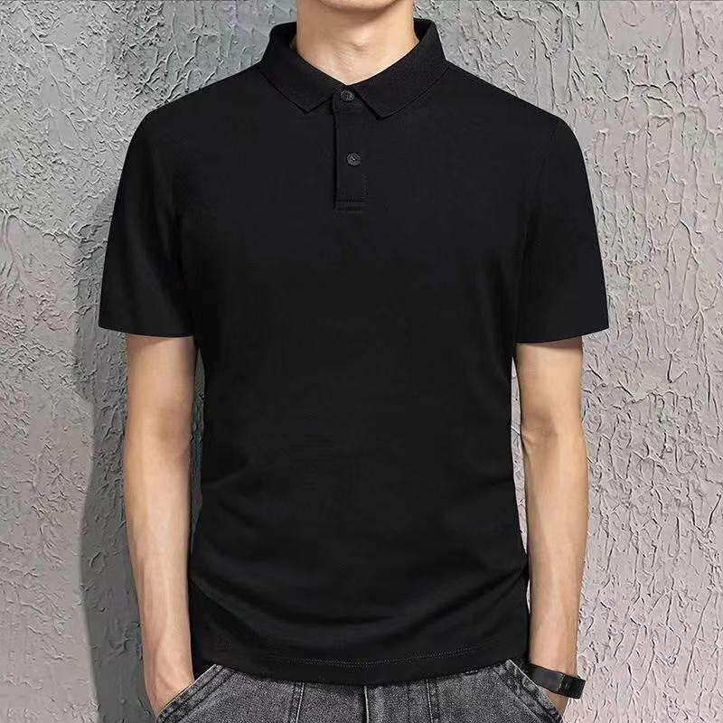 Summer men's lapel short-sleeved t-shirt middle-aged and young Polo shirt loose casual solid color half-sleeved T-shirt sweatshirt 1/2 piece