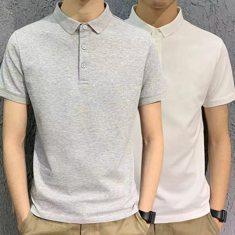 Summer men's lapel short-sleeved t-shirt middle-aged and young Polo shirt loose casual solid color half-sleeved T-shirt sweatshirt 1/2 piece