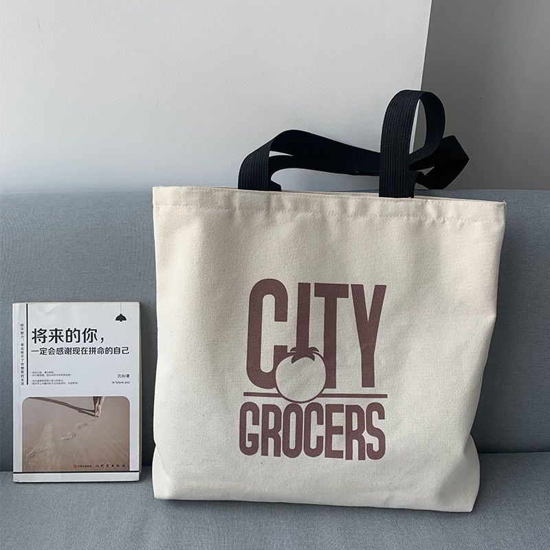日系復古單肩帆布包女學生韓版新款簡約百搭大容量學院風手提布袋