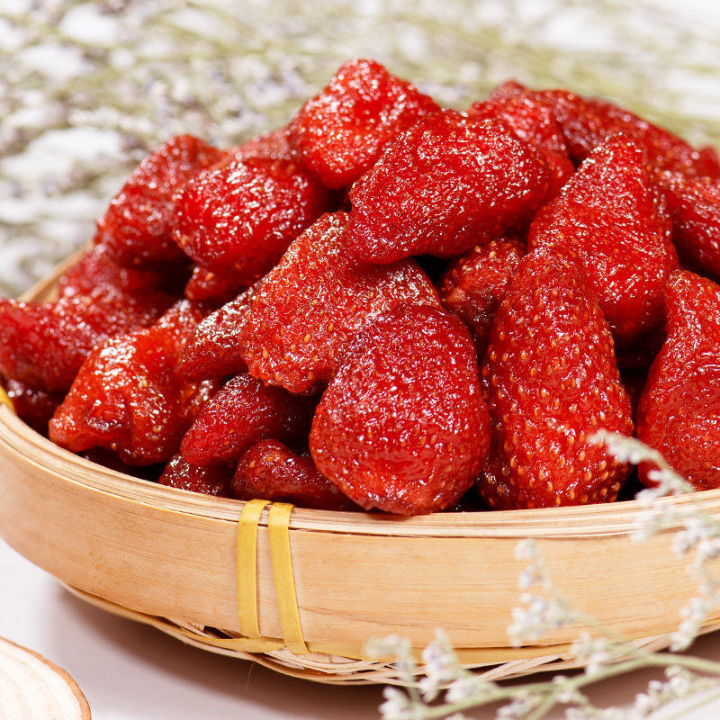罐装草莓干500g袋装净重水果干果脯蜜饯办公室休闲零食小吃100g