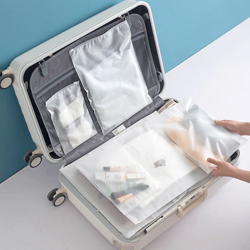 旅行收纳袋便携衣服整理磨砂内衣防尘行李箱衣物分装密封袋半透明
