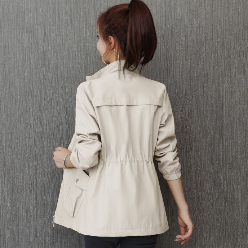 New Spring Clothes Slim Waist Slim Windbreaker Women's Spring and Autumn Women's Stand-up Collar Western-style Age-Reducing Coat