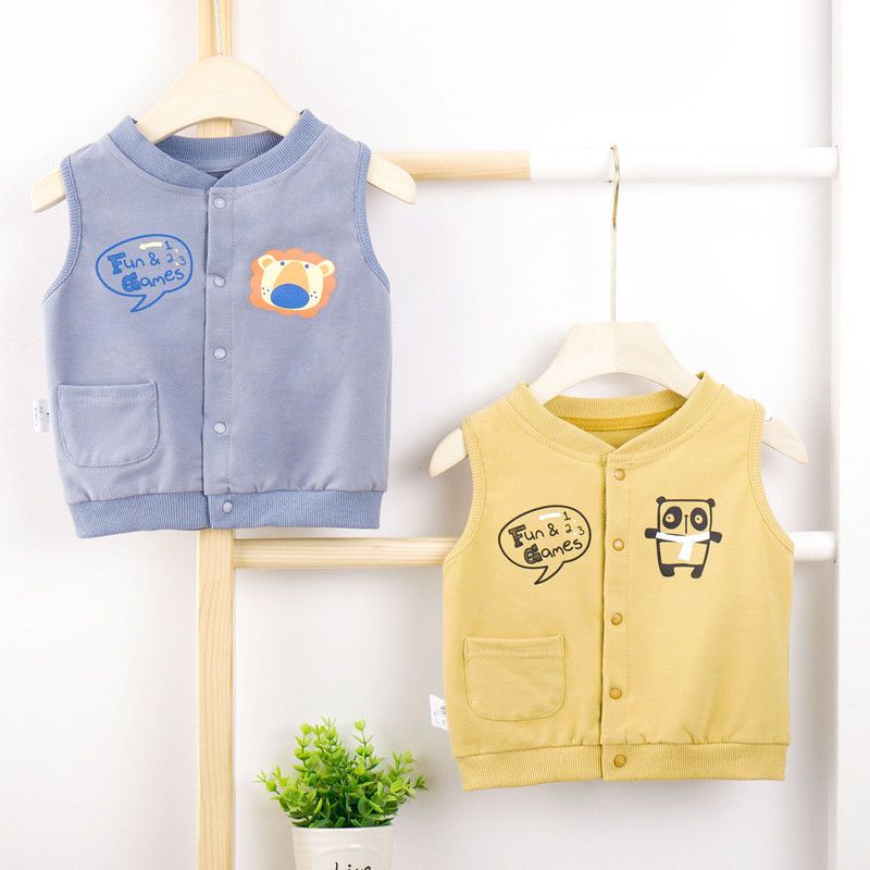 Baby vest spring and autumn baby vest shoulder vest spring foreign style vest 0-1 year old baby vest autumn and winter outerwear spring clothes