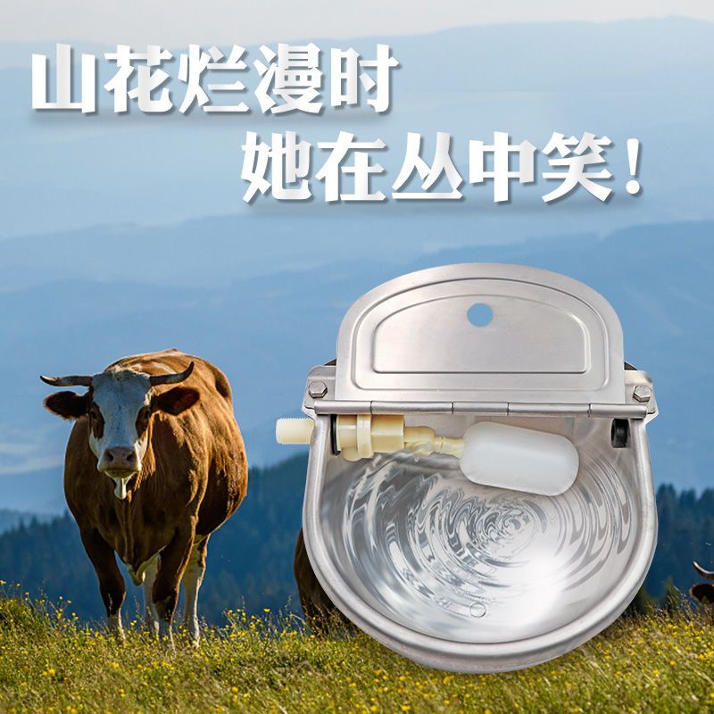 牛用饮水器不锈钢浮球牛水碗牛马饮水碗自动喂水器牛水槽饮水设备 虎窝拼