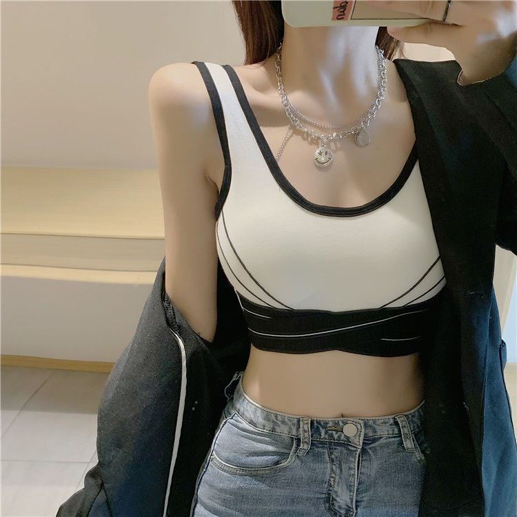 No steel ring with chest pad sports beauty back bra tube top camisole outerwear top wrap chest base anti-light tide