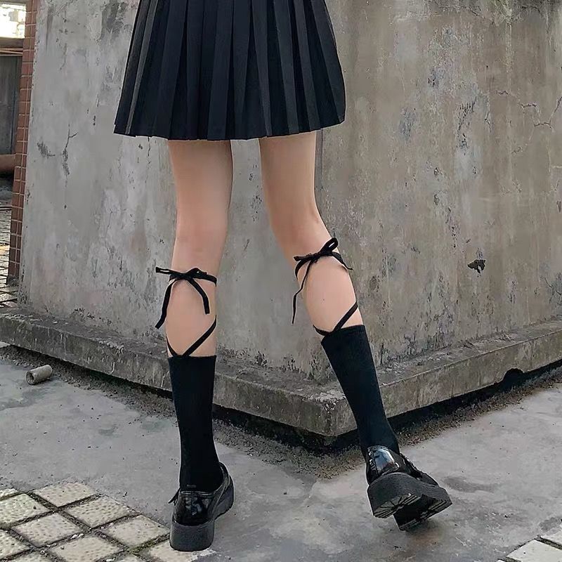 Collegiate style ins Leggings cross calf socks Leggings JK Korean style trendy medium tube socks children's summer cotton socks