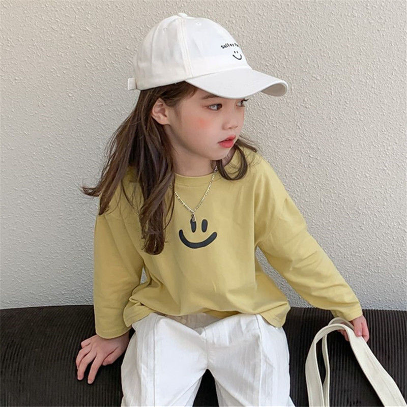 Girls T-shirt autumn 2023 new children's long-sleeved T-shirt baby girl fashionable top spring and autumn bottoming shirt pure cotton