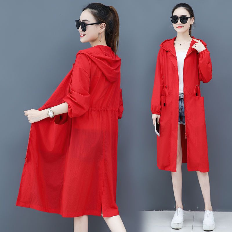 Sunscreen clothing women's mid-length 2023 summer new thin section loose sunscreen clothing over-the-knee fairy long windbreaker jacket