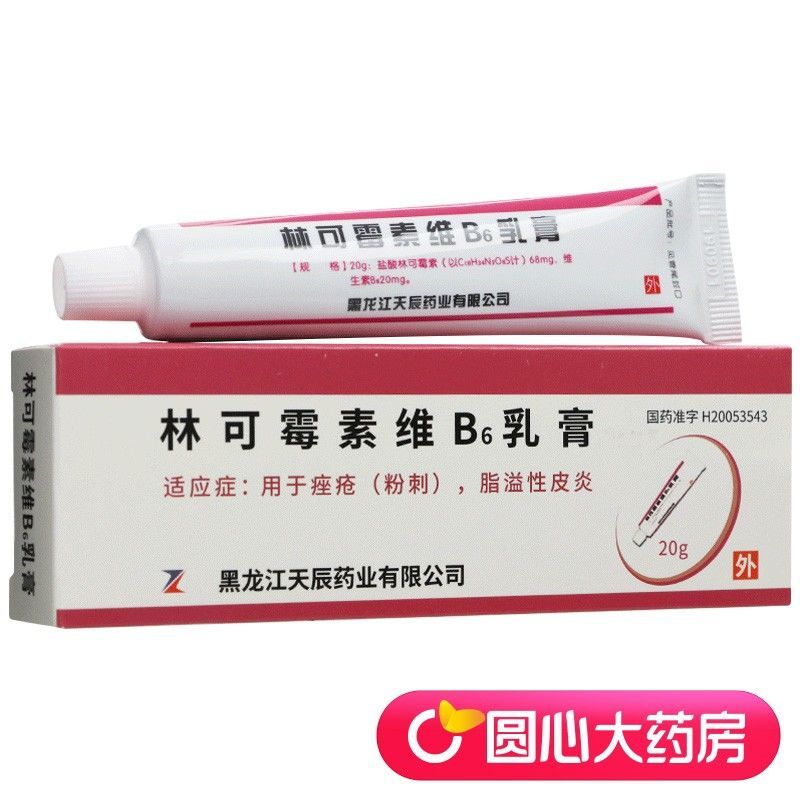 天龙 林可霉素维b6乳膏 20g*1支/盒 用于座疮(粉刺),脂溢性皮炎.