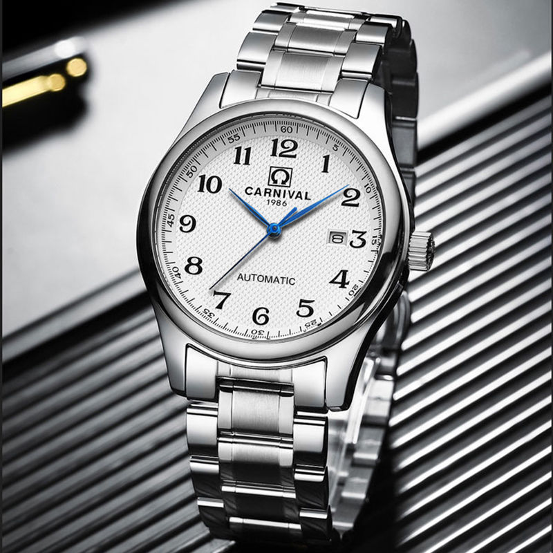 瑞士品牌手表嘉年华自动机械表男表名匠经典蓝针数字刻度防水腕表