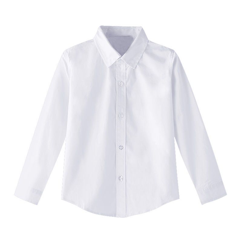 Children's white shirt boys and girls school style long-sleeved cotton performance performance clothing medium and large children's school uniform white shirt