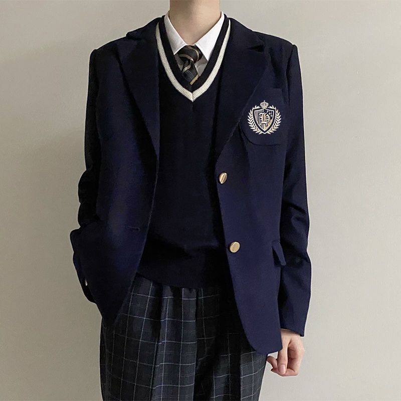 【星河騎士 】妙氏原創jk/DK制服校供學院黑色男士西服外套可定製