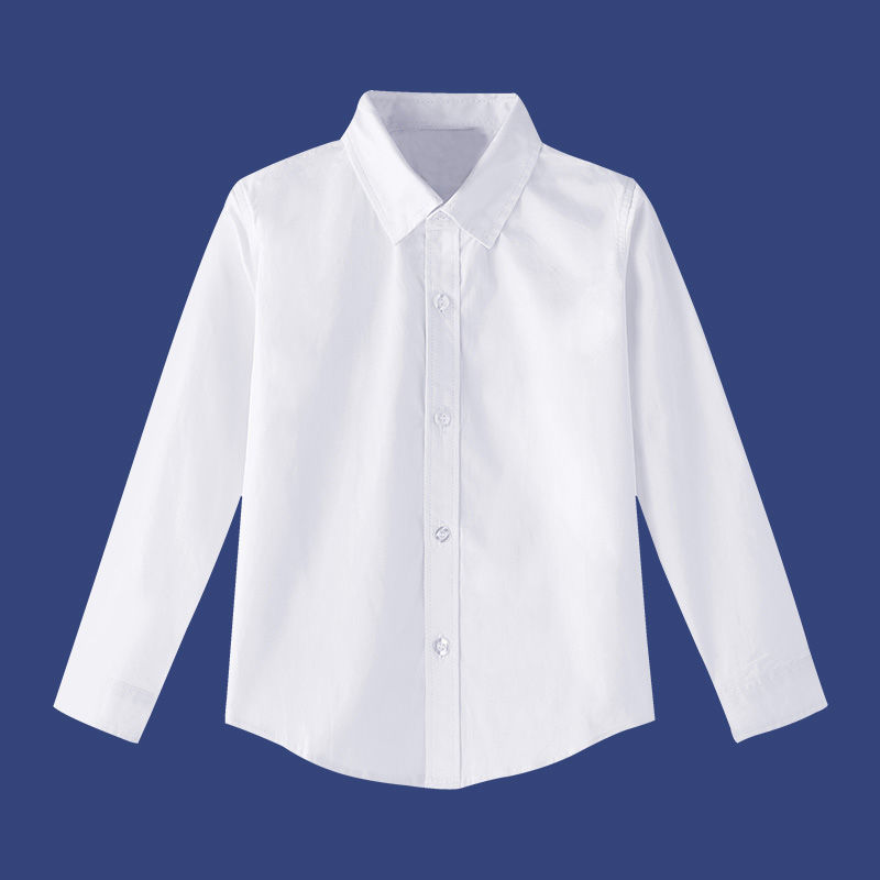 Children's white shirt boys and girls school style long-sleeved cotton performance performance clothing medium and large children's school uniform white shirt