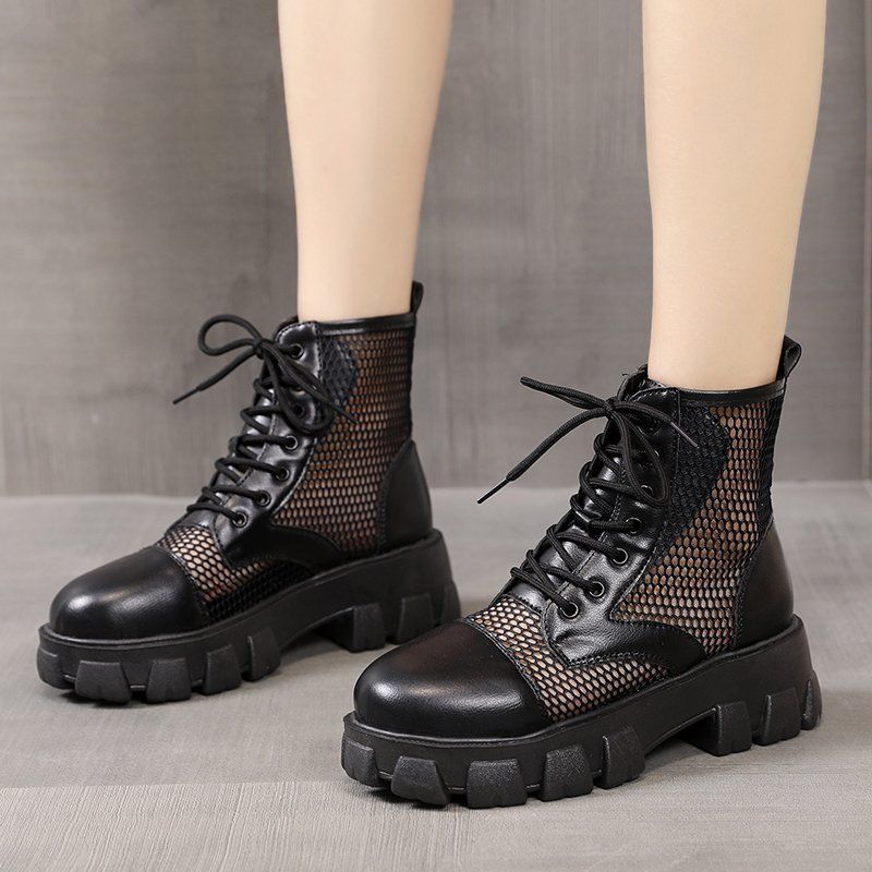 Europe station  spring, summer and autumn Korean women's shoes muffin thick soled sandals Martin boots high top mesh British sandals