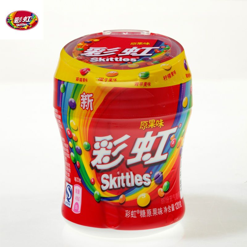 彩虹糖原果味脆皮软糖120g瓶装儿童宝宝休闲趣玩小零食品糖果箭牌