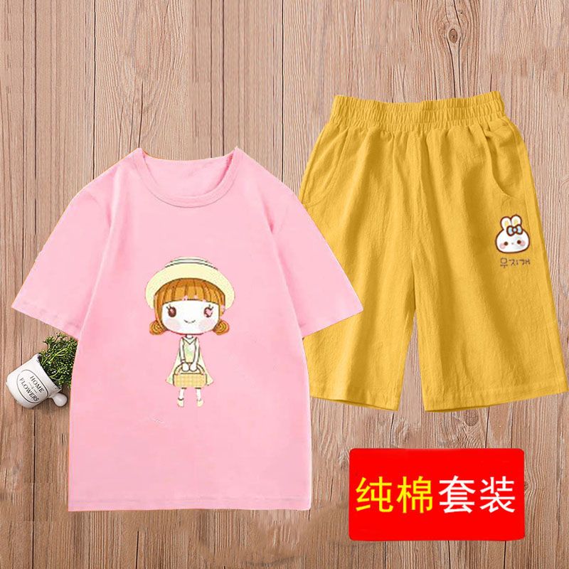 夏季2023新款童裝小女孩套裝純棉女童夏裝衣服外穿洋氣休閒套裝潮
