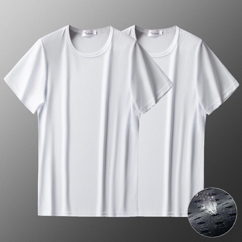 Mesh breathable short-sleeved t-shirt men's youth quick-drying large size slim-fit round neck simple sports thin half-sleeved top