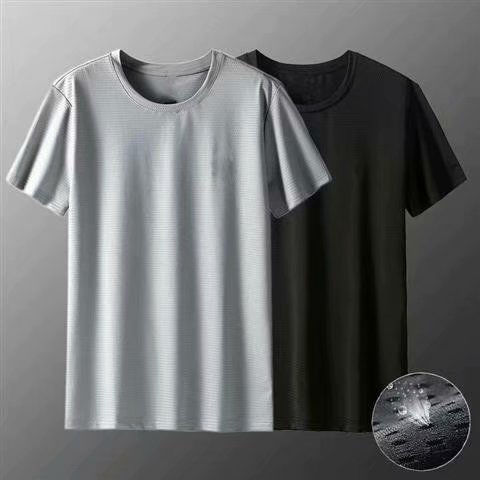 Mesh breathable short-sleeved t-shirt men's youth quick-drying large size slim-fit round neck simple sports thin half-sleeved top