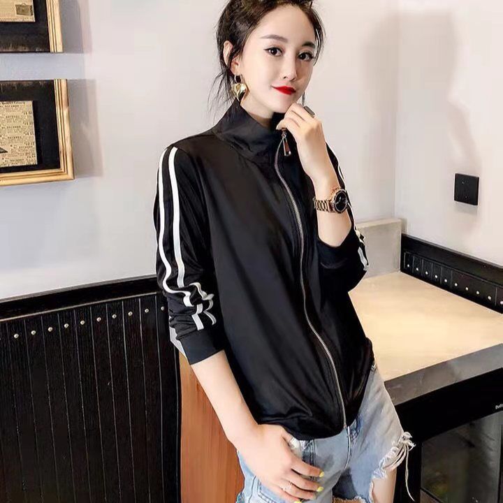 Milk silk cardigan sports coat female student sunscreen long sleeve thin 2022 summer and Autumn New Women's wear