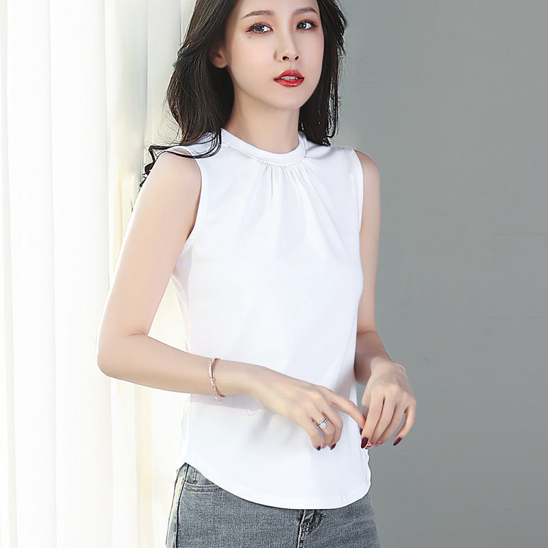 設計感上衣2023春秋新款女T恤無袖修身背心夏洋氣韓版打底衫體桖