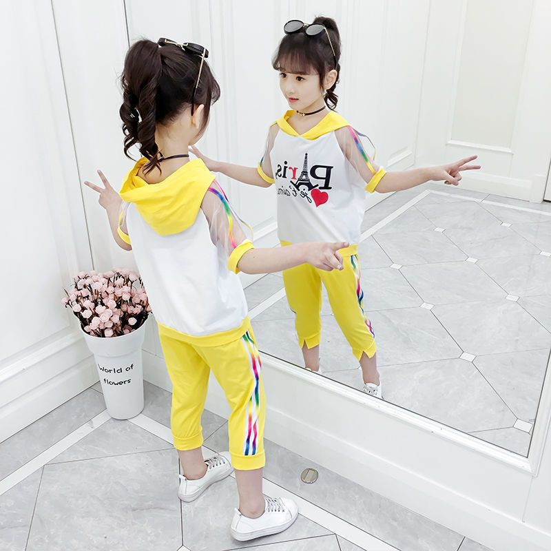 女童夏季套装2023新款韩版潮儿童女孩夏装洋气时髦两件套网红童装