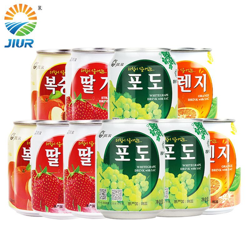 【九日】韩国进口果肉果汁饮料葡萄草莓橙子果粒  238*10罐装