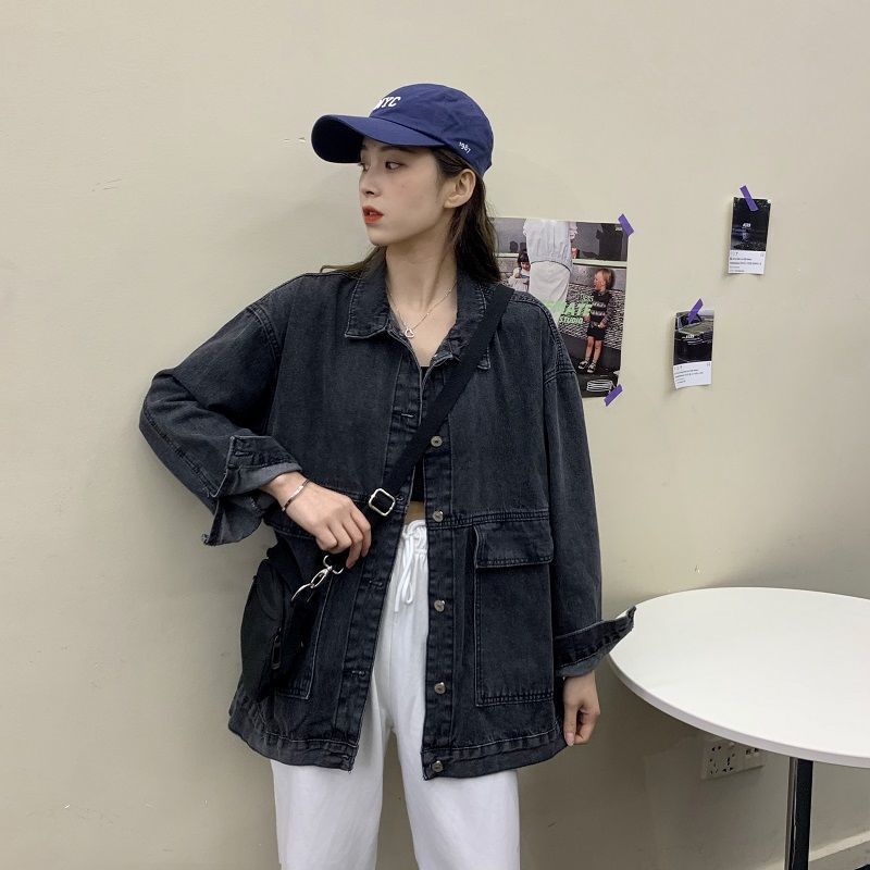 Retro denim jacket female spring and autumn 2020 new Korean version loose all-match student denim jacket top trend