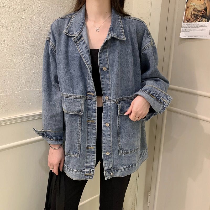 Retro denim jacket female spring and autumn 2020 new Korean version loose all-match student denim jacket top trend