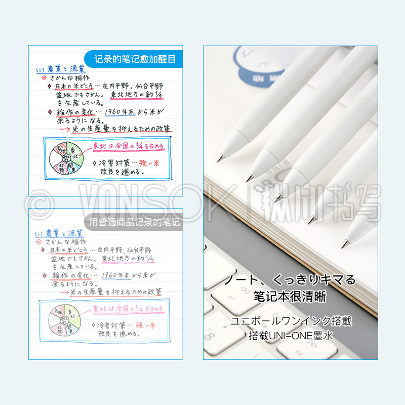 纵向书写日本uni三菱按动中性笔umn S小浓芯考试浓墨笔0 5 0 38 虎窝拼