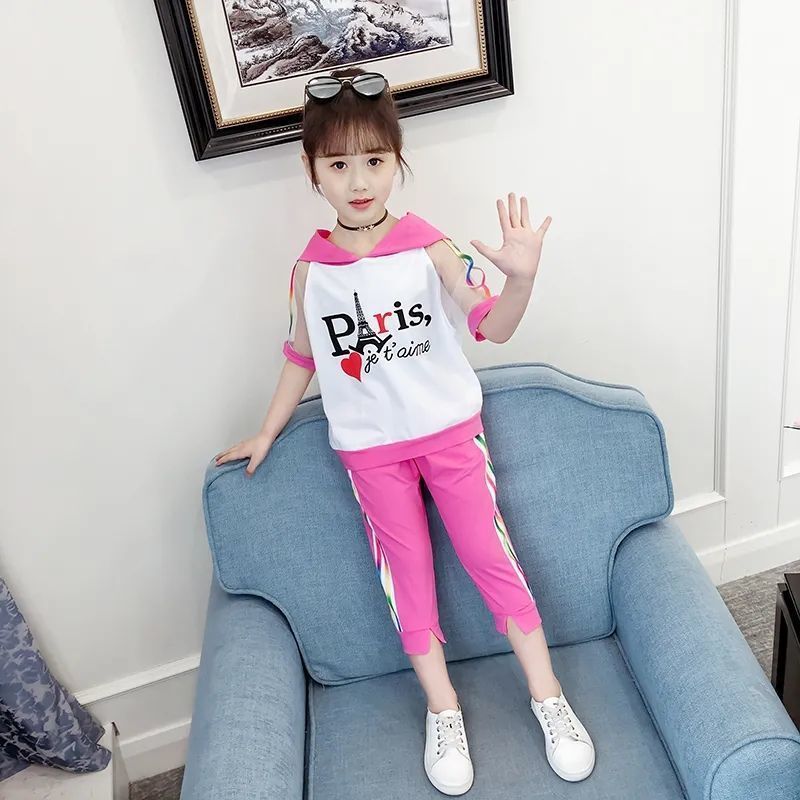 女童夏季套装2023新款韩版潮儿童女孩夏装洋气时髦两件套网红童装