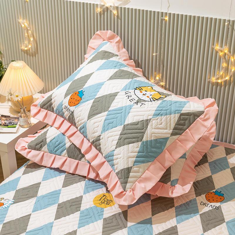 纯棉枕套一对装家用北欧全棉单双人儿童枕头套绗缝单个内胆枕芯套