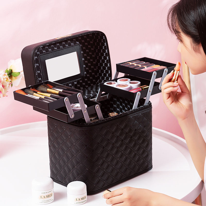 便携化妆包高级感大容量时尚护肤品化妆收纳盒多功能多功能化妆箱