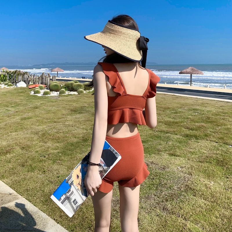Swimsuit female Korean split two-piece conservative slim student fairy fan sexy bikini hot spring swimsuit